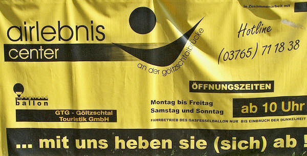 Werbeschild f&uuml;r Ballonfahrten
